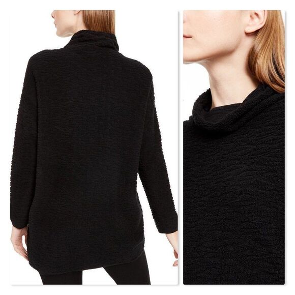 Eileen Fisher Textured Cowl-Neck Sweater in Black - Picture 2 of 13